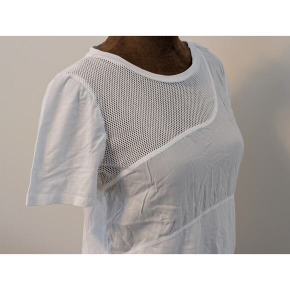 Sandro Paris White Mixed Media Mesh Inset Tee - Size 1 (Small) - Picture 3 of 10